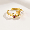 Fashionable Word Mom Adjustable Brass Open Cuff Ring for Women MV3943-1