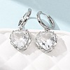 Valentine's Day Heart Brass & Glass Hoop Earrings EJEW-Z164-23P-03-2