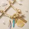 Bohemian Alloy Chain & Round CCB Plastic & Natural Shell Pendant Cotton Cord Bib Necklaces for Women FS-WGD6F52-01-2
