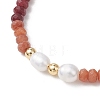 Dyed Natural Malaysia Jade & Natural Cultured Freshwater Pearl Bead Bracelets & Necklaces Sets SJEW-JS01373-03-5