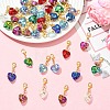 40Pcs 8 Colors Heart Glass Pendant Decorations HJEW-YW00402-5
