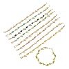 Brass Glass Flower Link Chain Bracelets KK-CBA7DFA-01G-D-2