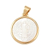 Natural White Shell Flat Round Pendants KK-F919-42C-G03-1