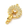 Rack Plating Brass Micro Pave Clear Cubic Zirconia Fold Over Clasps KK-E034-37G-1