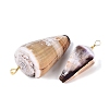 Brass & Natural Cone Shell Pendants SHEL-Q029-20-02KCG-2