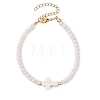 Natural White Jade Beads Link Bracelets for Women Men BJEW-JB11467-02-2