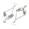 Alloy Bat Wing with Cross Dangle Earrings for Halloween EJEW-G349-01AS-3