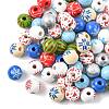 60Pcs 10 Styles Christmas Spray Painted Schima Wood Beads WOOD-FS0002-45-2