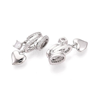 Brass Micro Pave Clear Cubic Zirconia Pendants KK-T075-88P-1