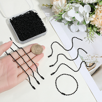 100Pcs Iron Ball Chains with Connectors IFIN-SP0001-67EB-1