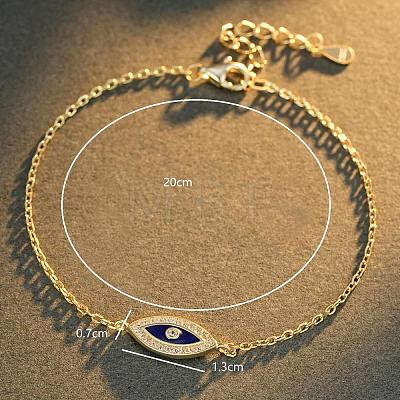925 Sterling Silver Enamel Blue Horse Eye Link Bracelets for Women Men VX0917-1