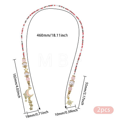 2Pcs Plastic Bead with Zinc Alloy Enamel Charms Bookmarks AJEW-GL0003-52A-1