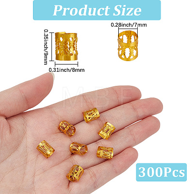 300Pcs Aluminum Dreadlocks Beads Hair Decoration ALUM-PA0001-01G-1