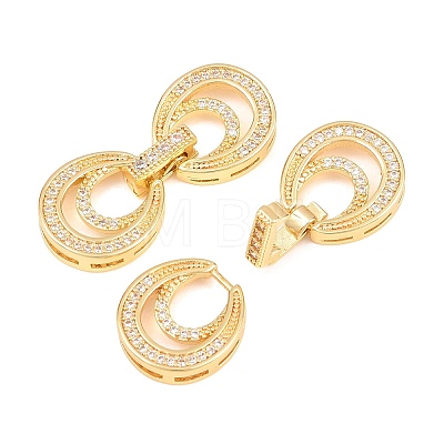 Brass Micro Pave Clear Cubic Zirconia Fold Over Clasps KK-C075-47G-1