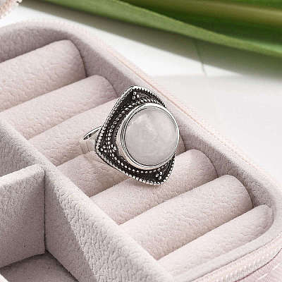 Natural Quartz Crystal Adjustable Rings G-P560-03AS-20-1