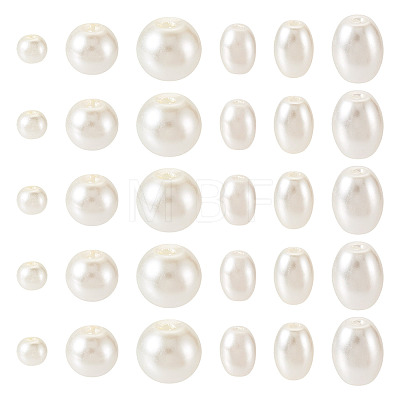 410Pcs 6 Styles Glass Pearl Beads HY-TA0003-04B-1