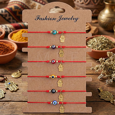 6Pcs Glass Evil Eye Beaded Braided Bracelet Sets ID6668-8-1