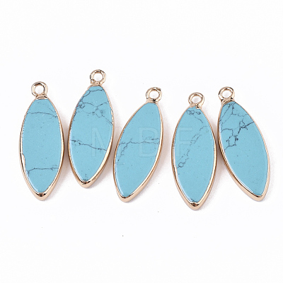Edge Golden Plated Synthetic Turquoise Pendants G-T131-06J-1