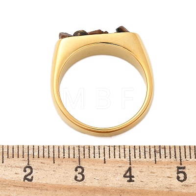 Rectangle Natural Tiger Eye Chips Finger Rings RJEW-D303-02G-01-1