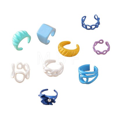Alloy & Plastic Pearl Cuff Open Rings Set for Girls WG6D6E4-01-1