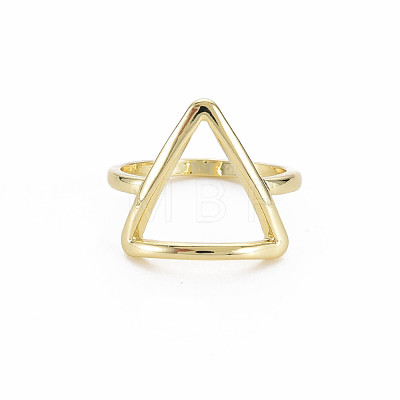 Hollow Triangle Rack Plating Alloy Wide Band Rings RJEW-Q163-015-RS-1