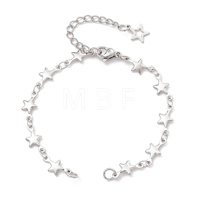 304 Stainless Steel Star Link Chain Bracelet Making AJEW-JB01446-1