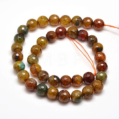 Dyed Natural Agate Faceted Round Beads Strands G-E268-08-1