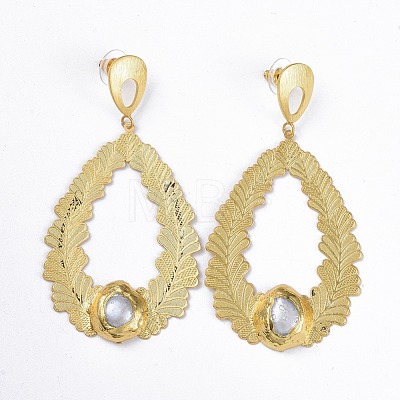 Brass Dangle Stud Earrings EJEW-E249-32A-1