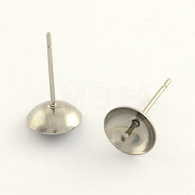 Tarnish Resistant 304 Stainless Steel Post Stud Earring Findings STAS-R063-42-1