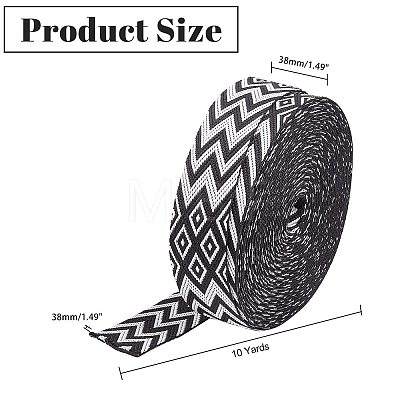 10 Yards Double Face Rhombus Print Flat Polypropylene Ribbon OCOR-WH0046-88-1