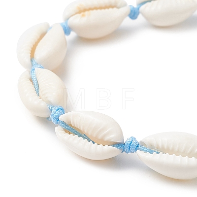Natural Shell & Synthetic Turquoise Braided Bead Bracelet for Women BJEW-JB09245-01-1