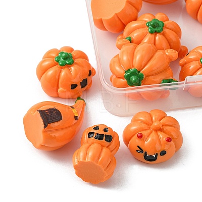12Pcs 6 Styles Autumn Opaque Resin Pumpkin Cabochons RESI-YW0001-36-1