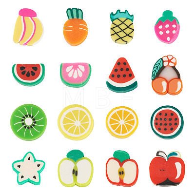 64Pcs 16 Styles Fruit & Vegetable Theme Handmade Polymer Clay Beads CLAY-TADJ0001-11-1