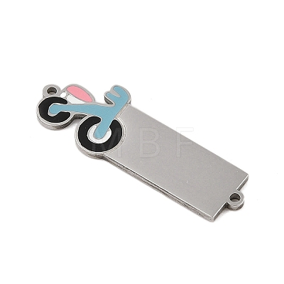 304 Stainless Steel Light Sky Blue Enamel Vehicle Connector Charms STAS-P377-13P-B-1