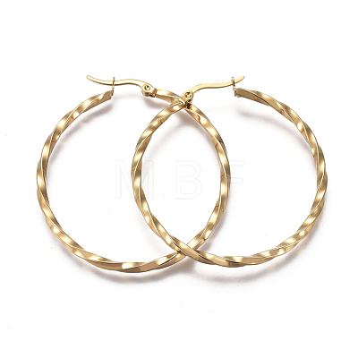 201 Stainless Steel Hoop Earrings EJEW-A054-06D-G-1