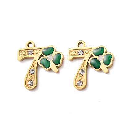 304 Stainless Steel Enamel & Rhinestone Pendants STAS-B130-01G-7-1
