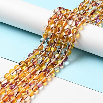 Electroplated Synthetic Moonstone Beads Strands G-F143-A02-M-1