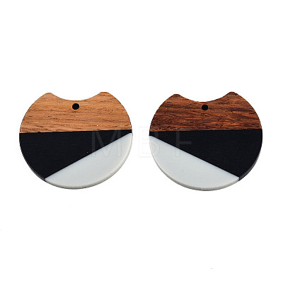 Tri-color Resin & Walnut Wood Pendants X-RESI-S358-77A-1