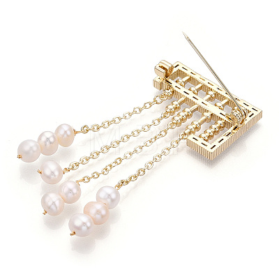 Natural Pearl Dangle Tassel Abacus Brooches for Women JEWB-N001-12G-1