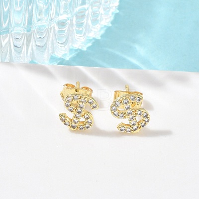 Brass & Crystal Rhinestone Stud Earrings for Women EJEW-G464-04G-01-1