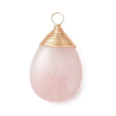 Natural Rose Quartz Pendants PALLOY-JF05086-01-1