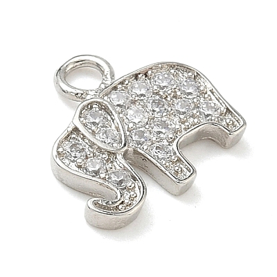 Brass Micro Pave Clear Cubic Zirconia Charms KK-H528-08P-1
