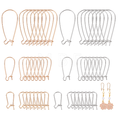 48Pcs 6 Style Brass Hoop Earring Findings KK-BC0009-26-1