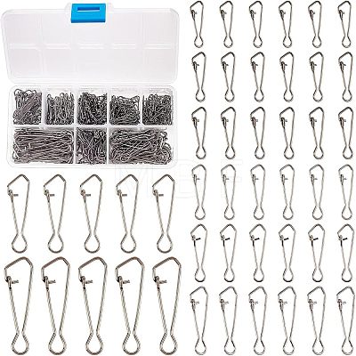 SUPERFINDINGS 400Pcs 8 Style 201 Stainless Steel Fishing Connector Quick Change Safe Lock FIND-FH0001-86-1