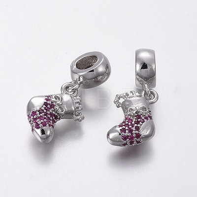 Brass Micro Pave Cubic Zirconia European Dangle Charms OPDL-P001-43-1