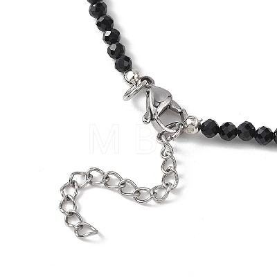 Natural Freshwater Shell Star and Faceted Round Natural Black Spinel Beaded Necklaces for Women NJEW-JN05667-1