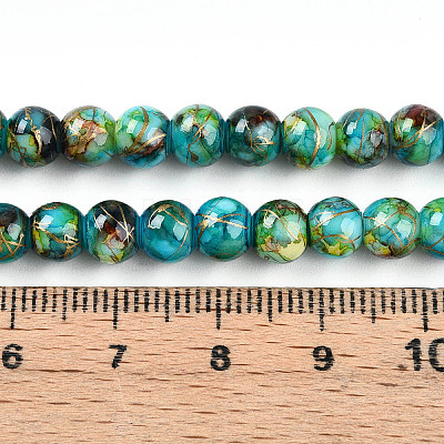 Baking Paint Glass Beads Strands X-DGLA-N003-6mm-B08-1