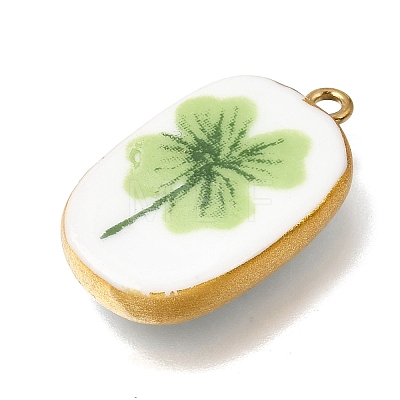 Fruit & Floral & Animals Printed Handmade Porcelain Pendants X-STAS-Z207-01G-08-1