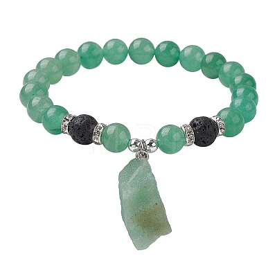 Natural Green Aventurine Beaded Stretch Bracelets BJEW-JB10070-02-1