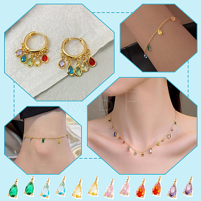 24Pcs 6 Colors  Golden Brass Micro Pave Cubic Zirconia Charms KK-GA0001-68-1